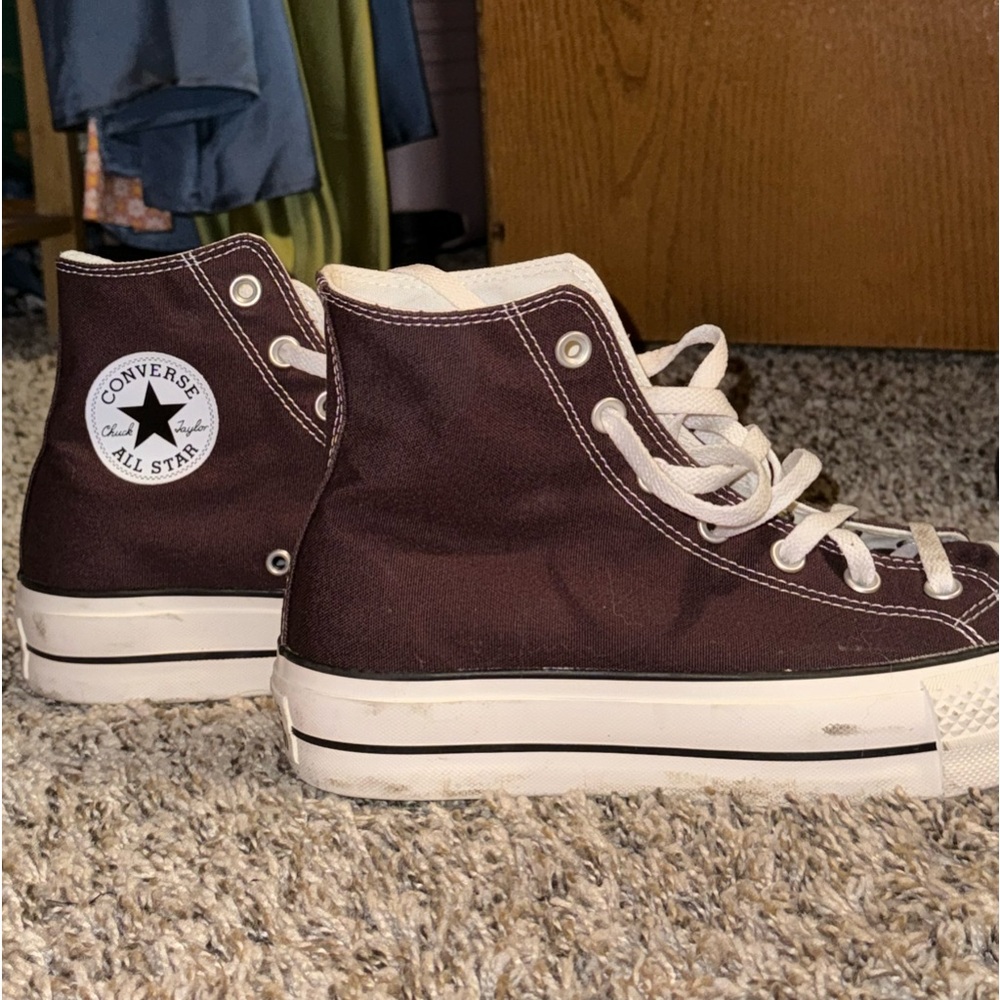 Dark brown platform converse
